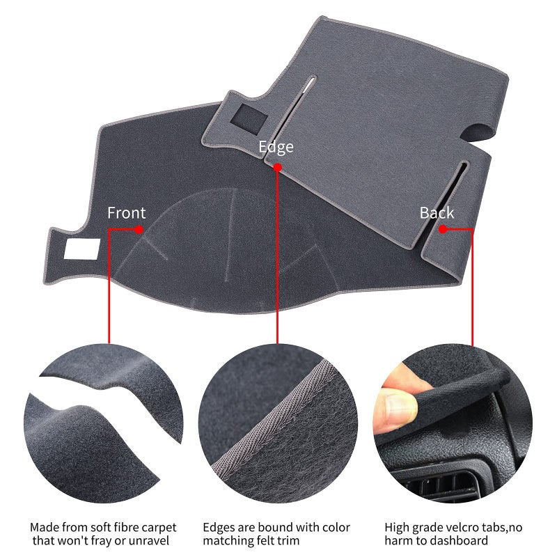HanLanKa Dashboard Cover Dash Mat Compatible with 2007-2014 Chevy Chevrolet Tahoe Suburban,2007-13 Chevy Avalanche Silverado 1500 2500 3500 LTZ/GMC Sierra SLT Denali,2007-14 GMC Yukon XL (Gray) - Image 4